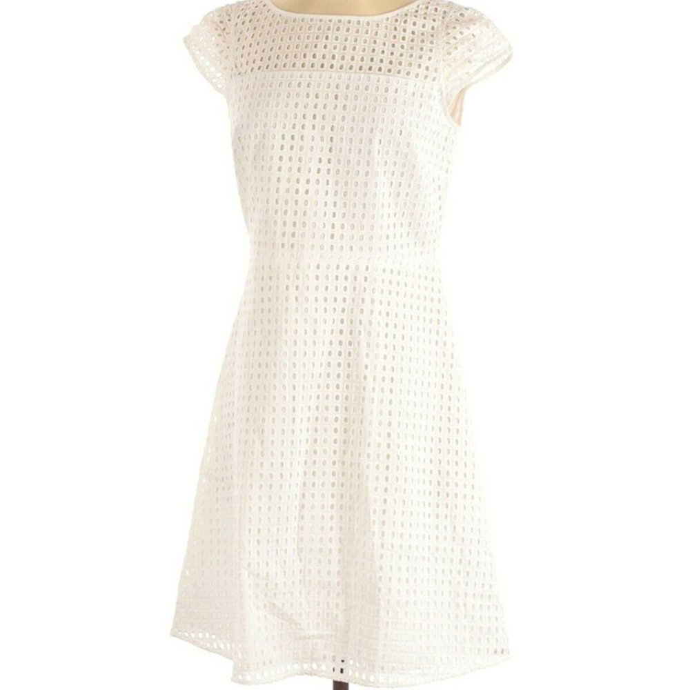 J Crew Factory White Eyelet Dress 6